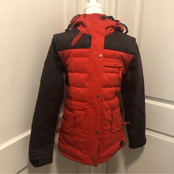 Cappel men’s winter snowboarding coat down filled removable sleeves size small - Picture 1 of 8